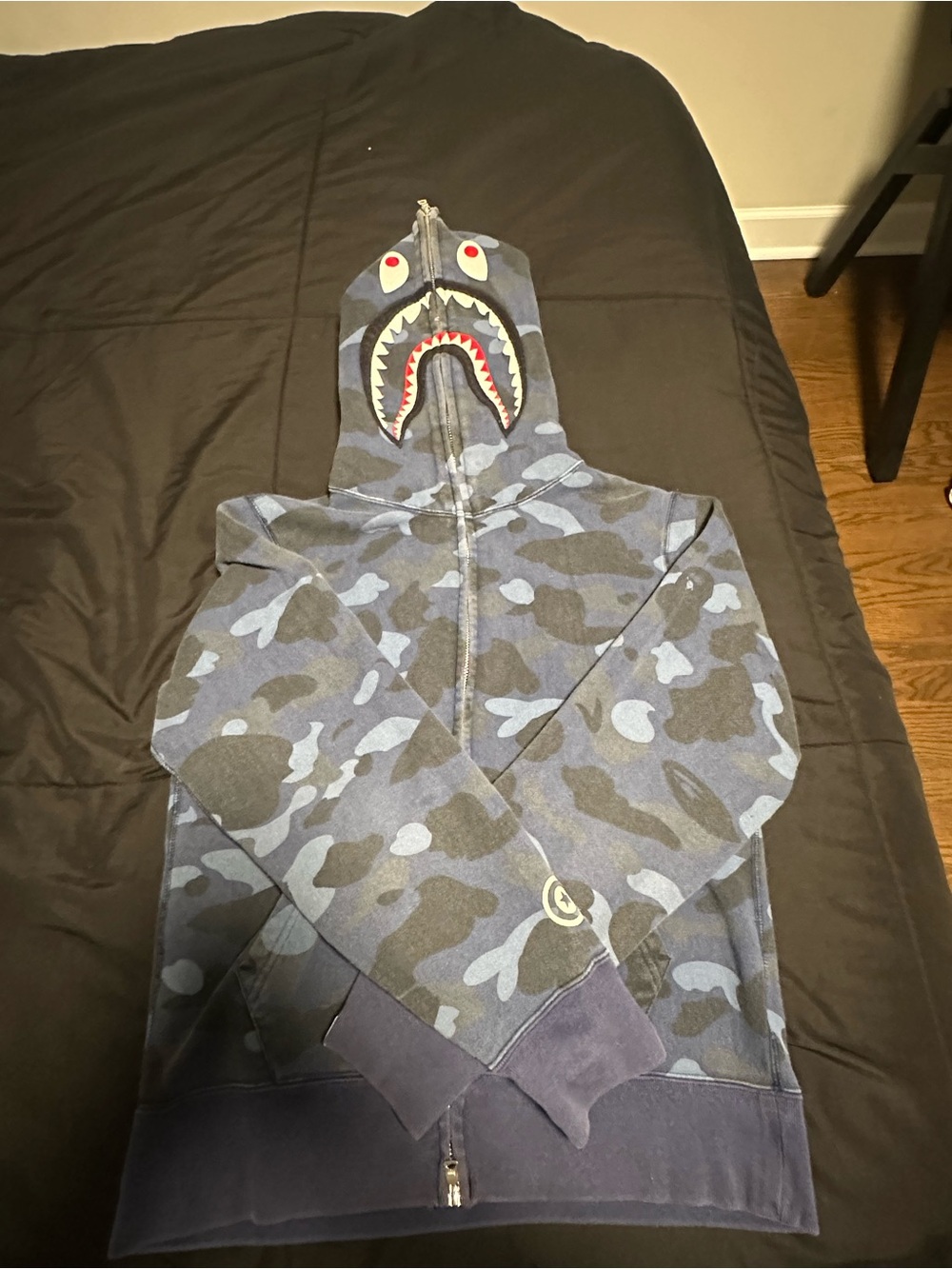 BAPE Blue Camo Shark Zip-Up Hoodie